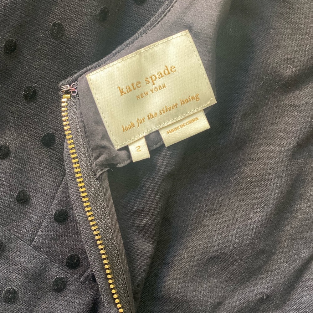 Kate Spade ♠️ Classic Black Dot-Textured Sheath Dress with Waist Tie - Picture 6 of 6